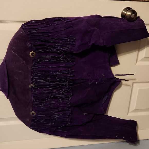 Vintage Purple leather Jacket sz M - Picture 4 of 4